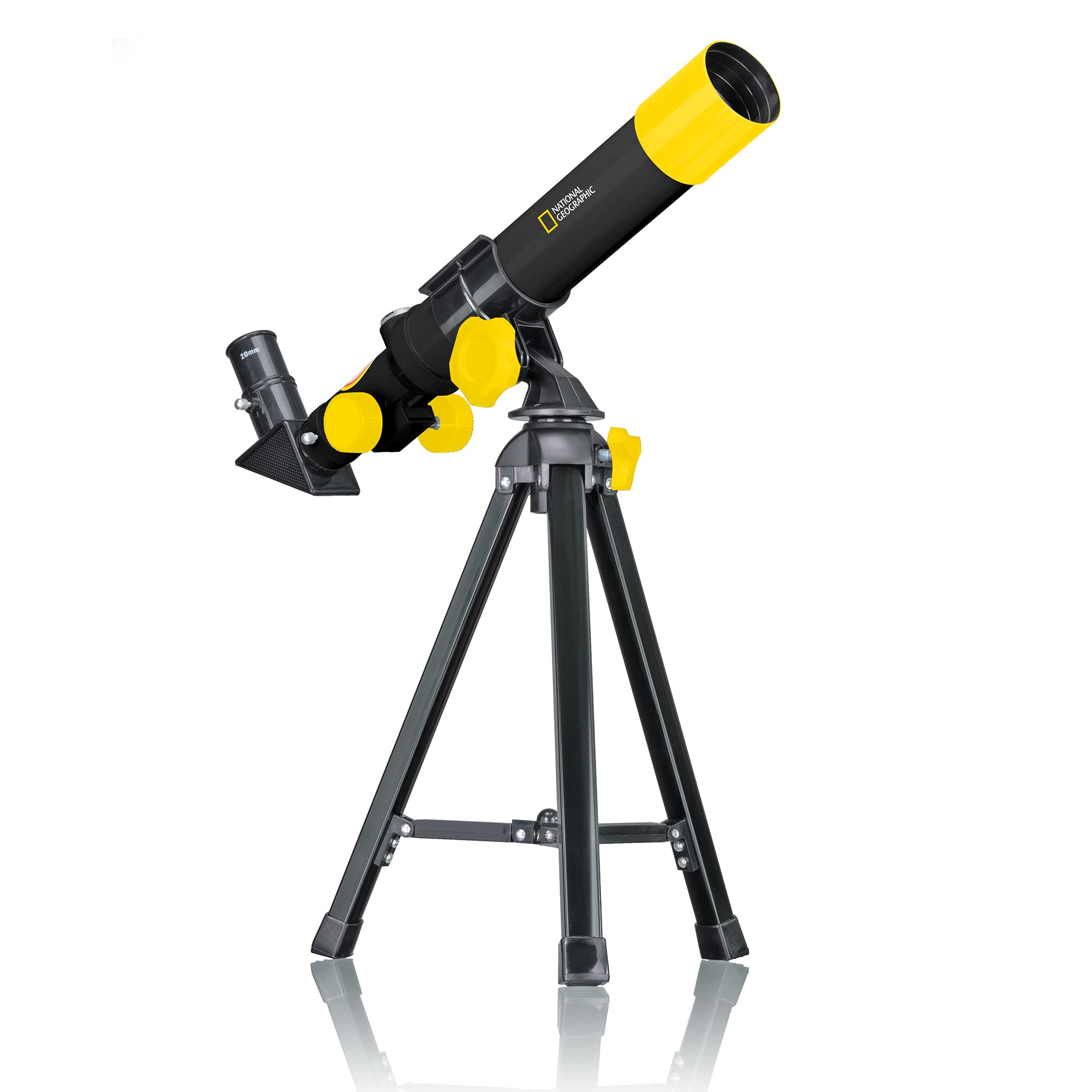 National Geographic Lens Telescope 40/400 Table Telescope for Children with AZ Mount, 2 Eyepieces, Integrated Compass and Smartphone Holder, Black, 9140400