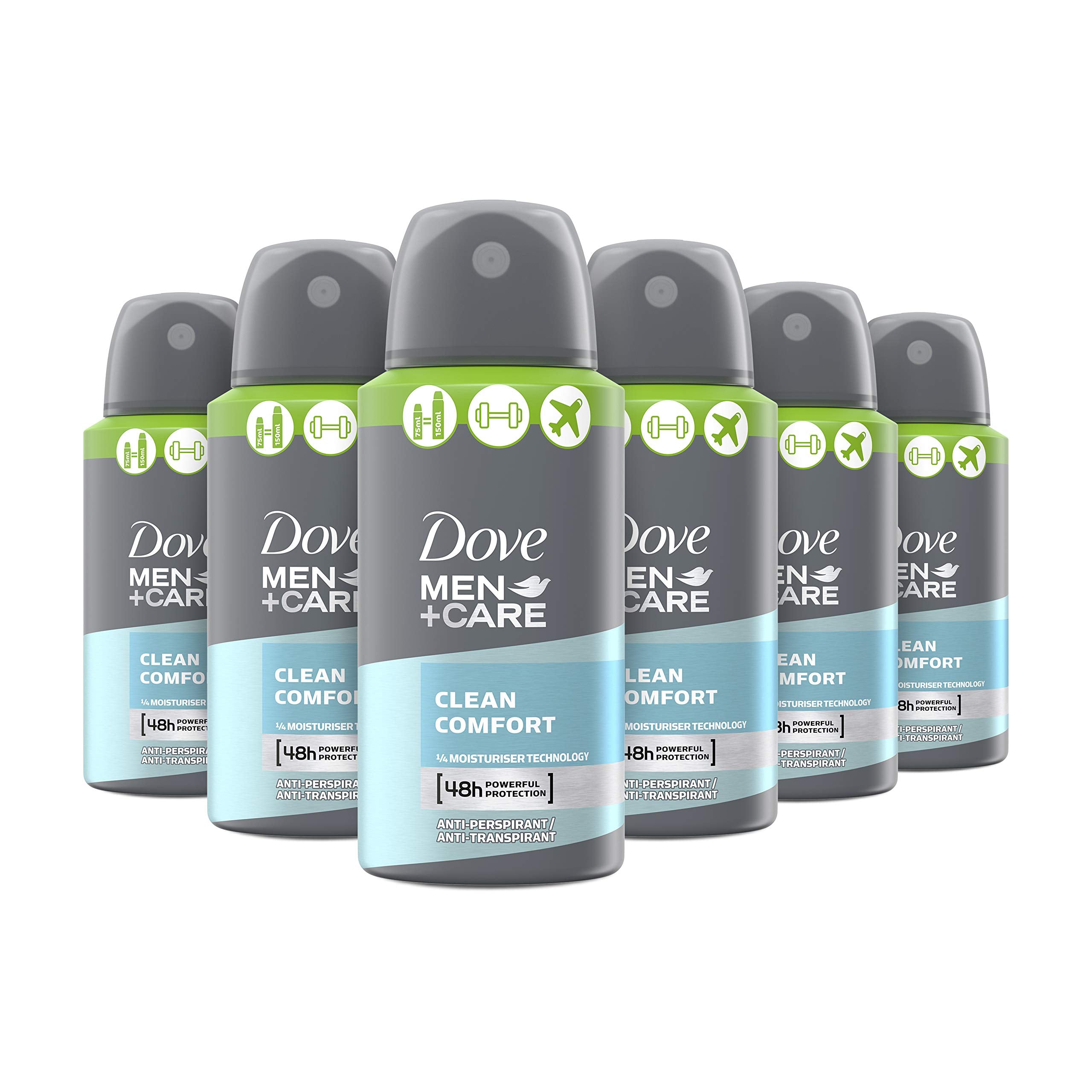 Dove Men+Care Clean Comfort perfect for Travel Compressed Anti-perspirant Deodorant 48h Sweat & Odour Protection Deodorant Spray 75 ml Multipack